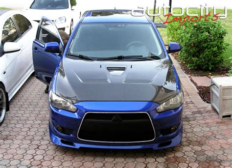 2008+ Mitsubishi Lancer SEIBON Carbon Fiber Hood (Evo-X OEM Style) - AutoCity Imports