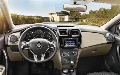 Download Renault Logan, front panel, interior, inside view, dashboard, Renault Logan interior ...