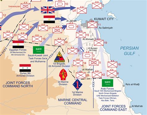 Operation Desert Storm Map - Ground Operations Feb 24-28 1991 - Gulf ...