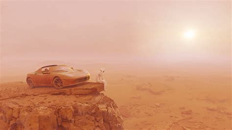 Tesla Roadster reaches Mars? An artist envisions an EV colonized red planet