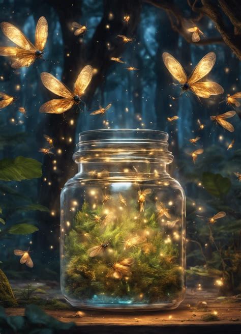 Fireflies in a jar - AI Generated Artwork - NightCafe Creator