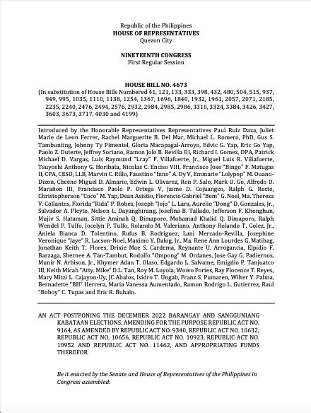 JUST IN: The House of Representatives Postponed The 2022 Barangay And ...