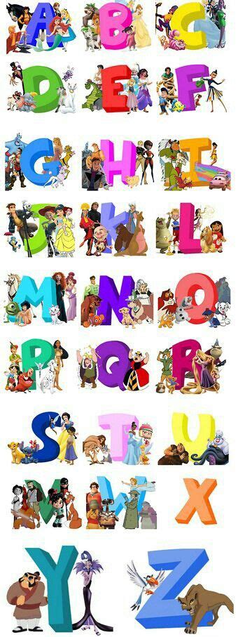 Disney alphabet | Disney alphabet, Disney animation, Disney art