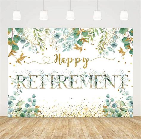 Happy Retirement Backdrop Green Leaves Spring Theme Retirement Party ...