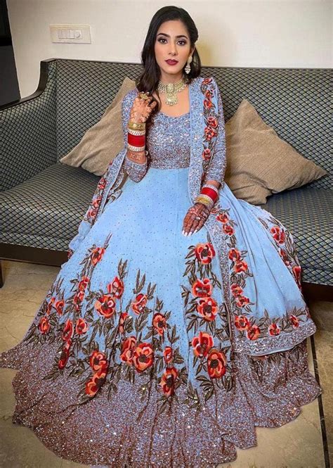 Buy Rakhi Sky blue colour fancy gown at Rs. 1500 online from Fab Funda gowns : sr-1251-3