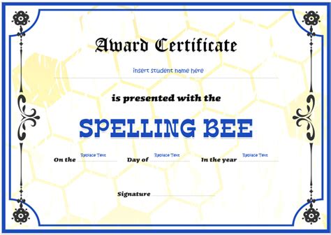 Spelling Bee Certificate Templates For Word | Word & Excel for Spelling Bee Award Certificat ...