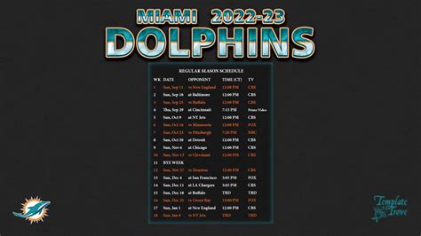 2022-2023 Miami Dolphins Wallpaper Schedule