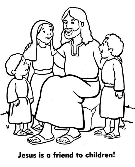 Jesus With Children Coloring Page