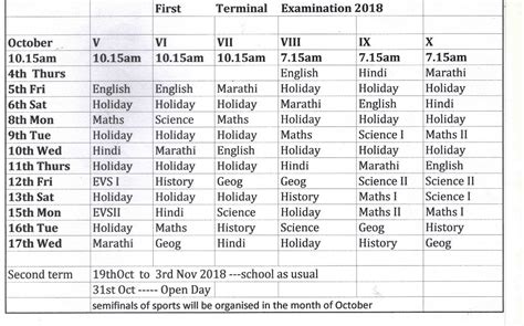 1st Term Exam. Time-table (Secondary) | St. Elias's High School