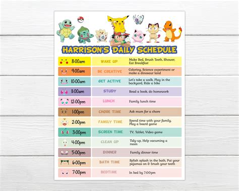 INSTANT PRINTABLE DAILY Routine Chart Kids Editable Daily - Etsy UK