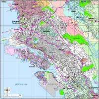 Editable Oakland Map with Roads, Highways & Zip Codes - Illustrator ...