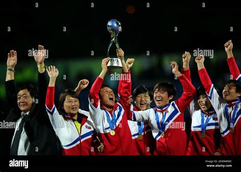 North Korea players celebrate after they won at final game of the FIFA ...