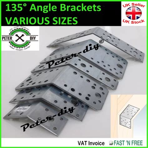 GALVANISED BRACKET 135 Degree Angle Corner Brace Joist Timber Mending ...