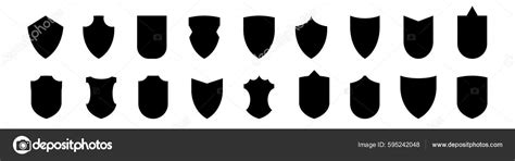 Shield Black Silhouette Icons Vector Illustration Isolated White ...