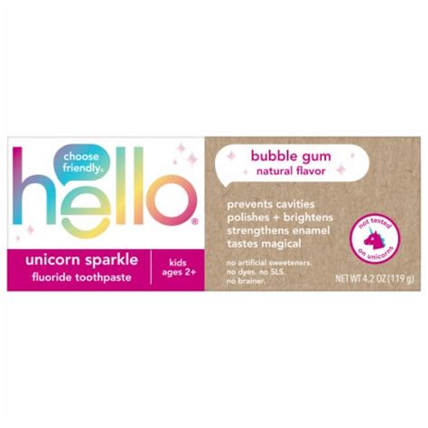 hello Kids Unicorn Sparkle Fluoride Toothpaste with Natural Bubble Gum ...