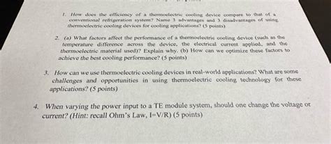 Solved 1. How does the efficiency of a thermoelectric | Chegg.com