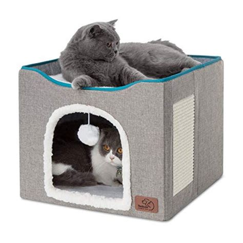 Bedsure Cat Cube, Foldable Cat Cubes for Indoor Cats, Cat House Indoor - Large Cat Bed with ...