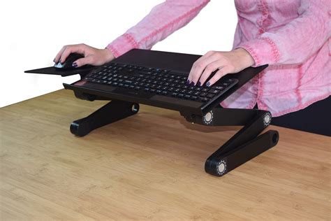 WorkEZ Keyboard and Mouse Tray ergonomic adjustable height angle negative tilt sit to stand up ...