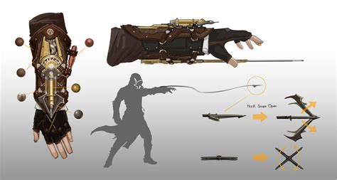 Image - ACS Assassin Gauntlet Rope Launcher Mechanism Exploration Sketches.jpg | Assassin's ...