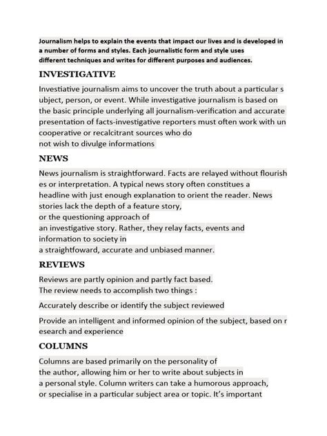 Types of Journalism | PDF