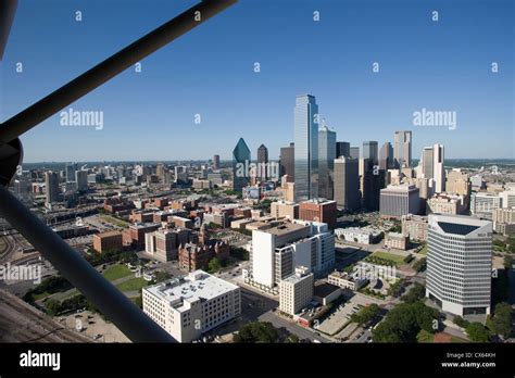 DOWNTOWN SKYLINE FROM REUNION TOWER OBSERVATION DECK DALLAS TEXAS USA ...