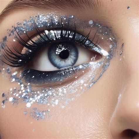 Premium AI Image | A woman with silver glitter eye makeup