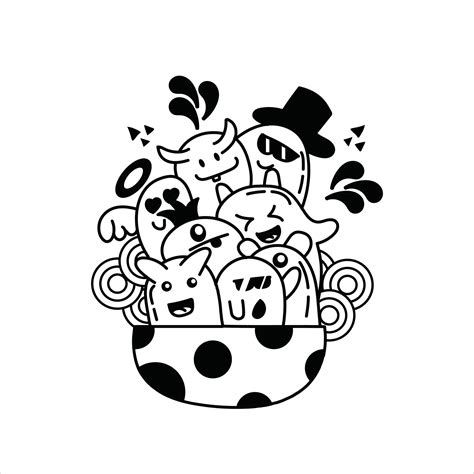 cute black and white doodle art illustration 5005922 Vector Art at Vecteezy