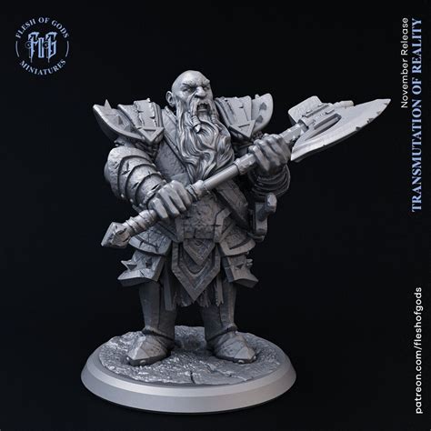 D&D Dwarf Paladin / Barbarian / Fighter Duergar Miniature RPG Model Nardrul From the ...