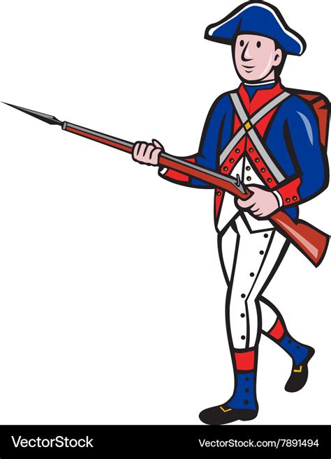 American revolutionary soldier marching cartoon Vector Image