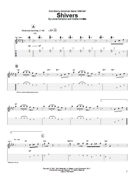 Shivers by Charlie Christian Sheet Music for Guitar Tab at Sheet Music Direct