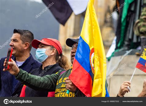 Bogota Colombia July 2023 Peaceful Protest Members Active Reserve ...