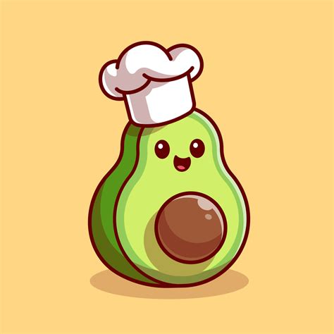 linda aguacate cocinero dibujos animados vector icono ilustración ...