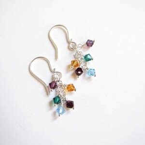 Family Birthstone Earrings , Mother's Day Birthstone Gift , Birthstone Earrings , Sterling ...