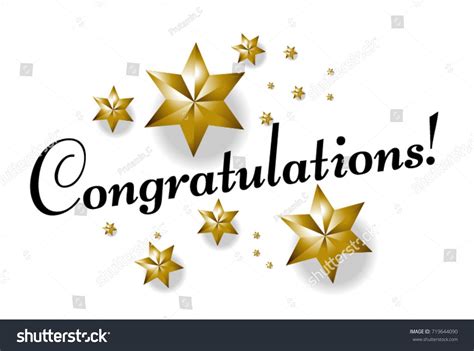 congratulations card with gold stars and confetti on white background ...