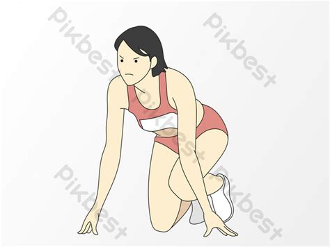 Sports Athlete Drawing Cartoon Elements PNG Images | PSD Free Download ...