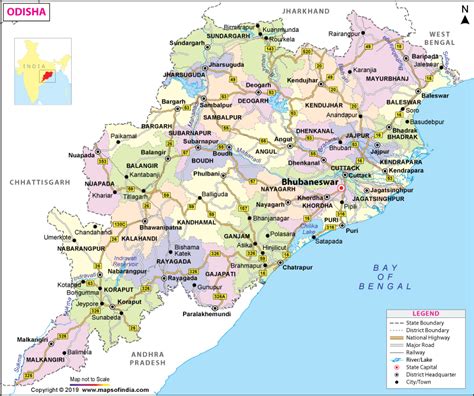 Odisha(Orissa) Map: State, Districts Information and Facts