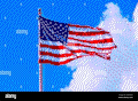 Pixel art 8-bit style graphics. American flag Stock Photo - Alamy