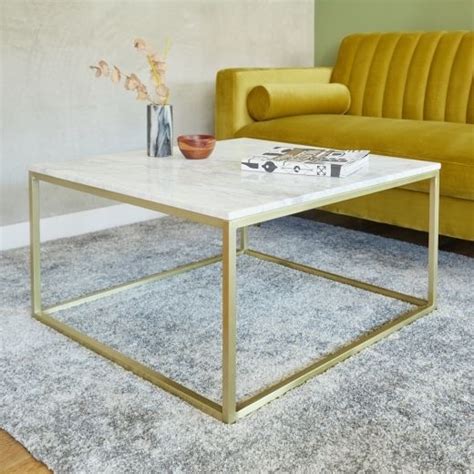 Brass & White Marble Fontana Coffee Table | Modern Coffee Tables Black Marble Coffee Table ...