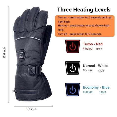 Battery/USB Rechargeable Heated Gloves Waterproof Touchscreen Gloves E ...