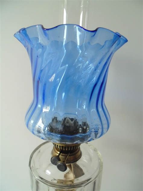 BRITISH QUALITY MEDIUM BLUE CRYSTAL GLASS DUPLEX OIL LAMP SHADE. #Lamps ...