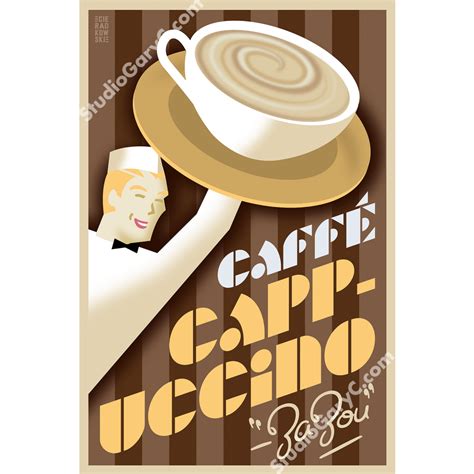 Art Deco Caffe Cappuccino Poster - Studio Gary C