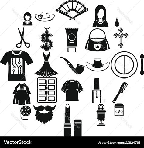 Fashion designer icons set simple style Royalty Free Vector