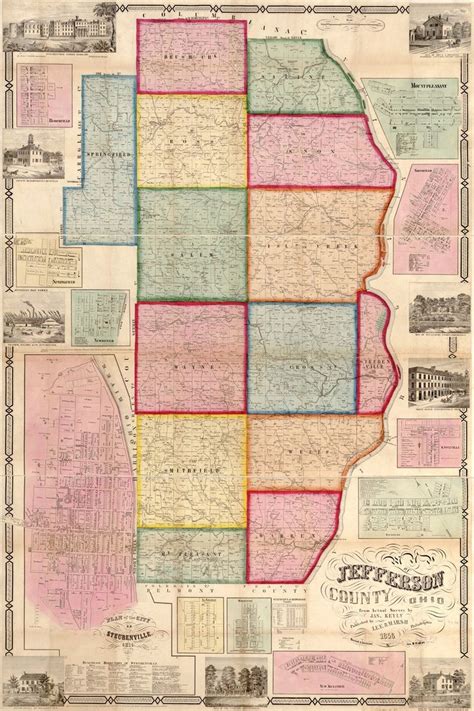 1856 Map of Jefferson County Ohio Farm Line Map Genealogy - Etsy | Jefferson county, Wall maps ...