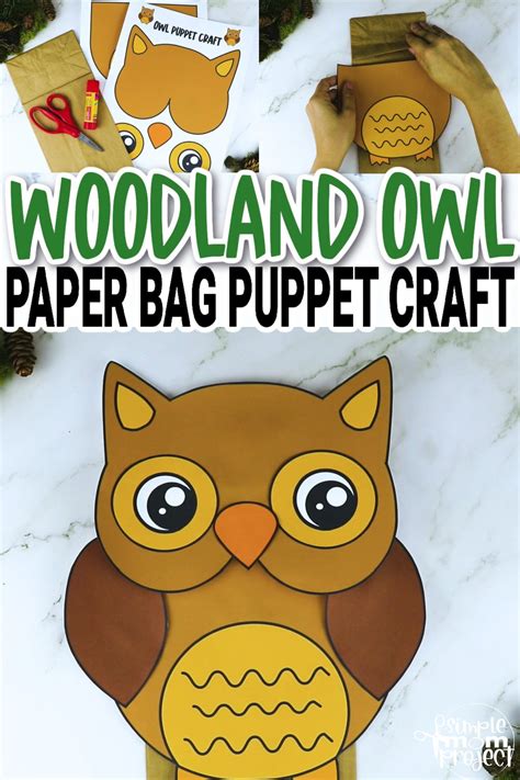 Printable Woodland Owl Paper Bag Puppet Template – Simple Mom Project