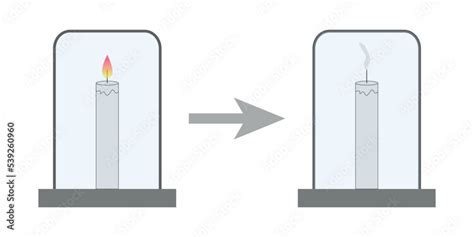 Candle science experiment diagram. Oxygen and fire experiment. Vector ...