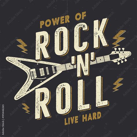 Vintage Hand Drawn Rock n Roll Poster, Rock Music Poster. Hard Music ...