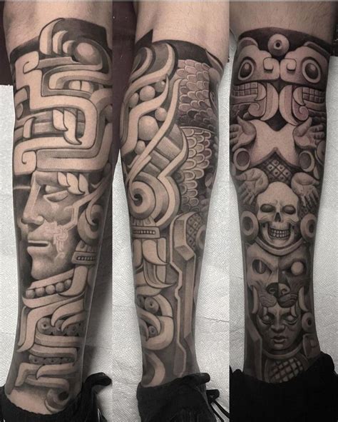 Aztec tattoo by @k12tattoos #mexicanstyle_tattoos #mexstyletats # ...