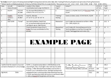 Flight Log Template