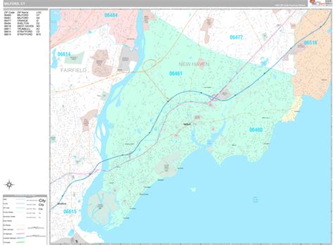 Milford Connecticut Wall Map (Premium Style) by MarketMAPS - MapSales