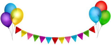 Party Streamer with Balloons Transparent Clip Art | Banderitas de ...